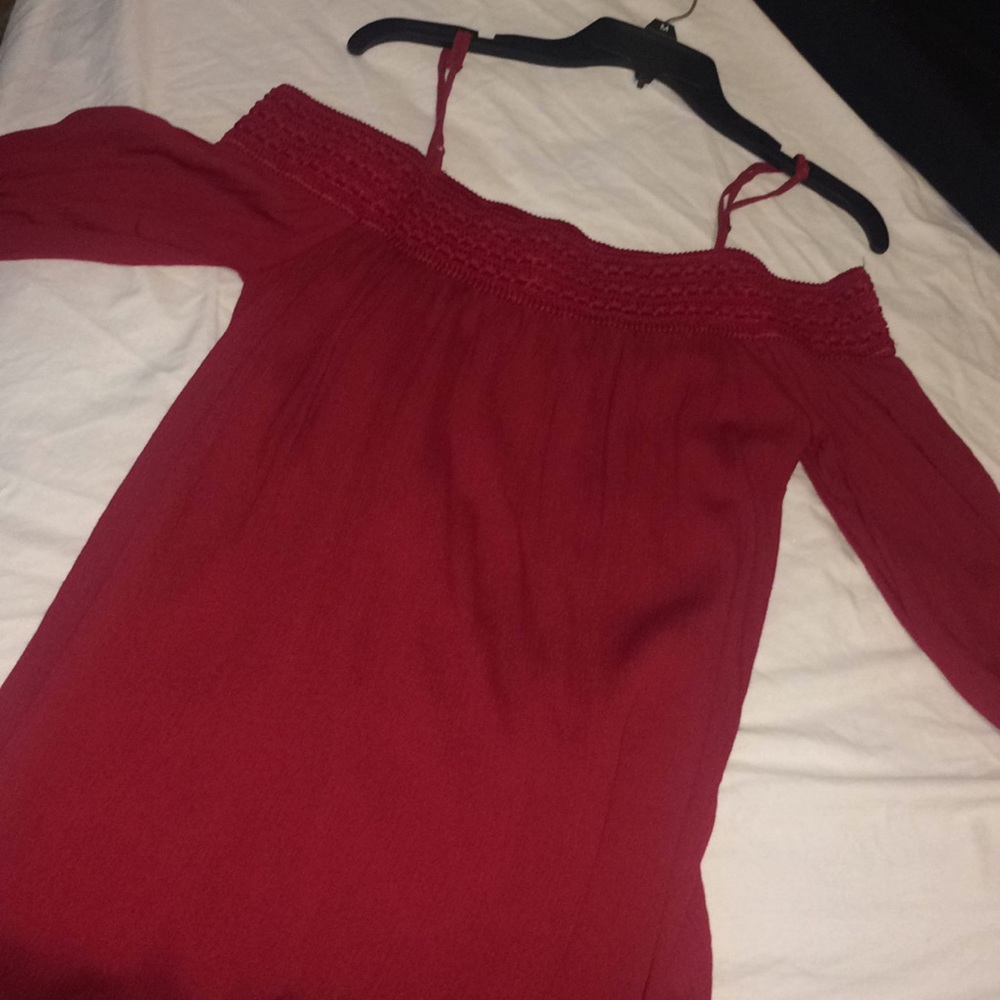 Red off-shoulder dress